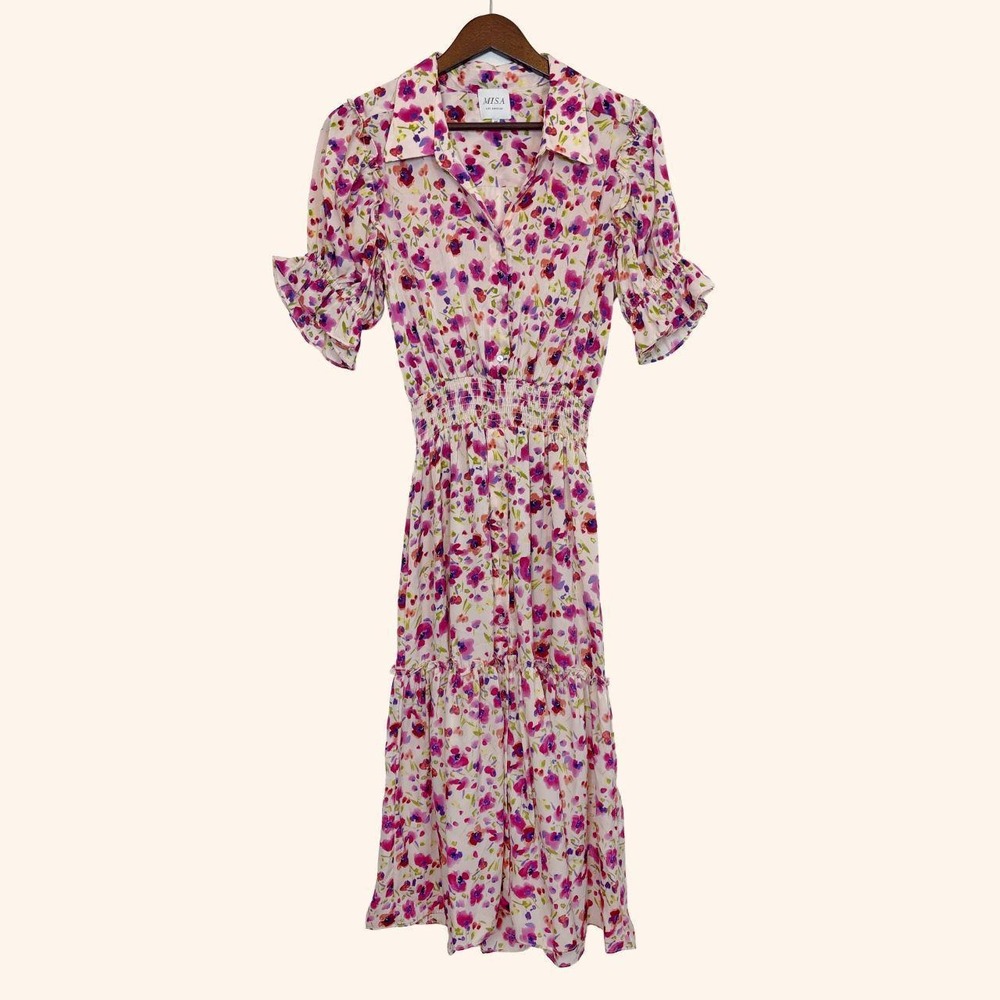 MISA Los Angeles Floral Viscose Midi Dress